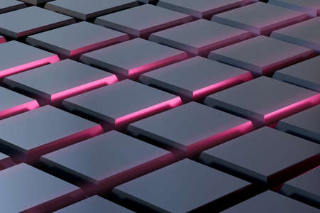 3d rendering of some black squares with pink lighting