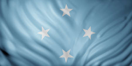 3d rendering of a detail of a silked Micronesia flag