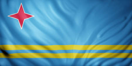 3d rendering of Aruba flag wavingの写真素材