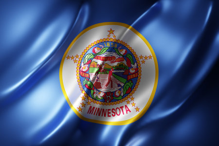 3d rendering of a detailed and textured Minnesota USA State flagの写真素材