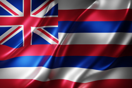 3d rendering of a detailed and textured Hawaii USA State flagの写真素材