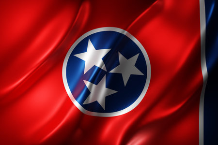 3d rendering of a detailed and textured Tennessee USA State flagの写真素材