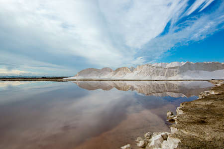 A spectacular saltwork of great scenic and interpretive value and that constitutes a privileged enclave in front of the Coto de DoÃ±ana. They are located in the south of Spain, Cadiz.の写真素材