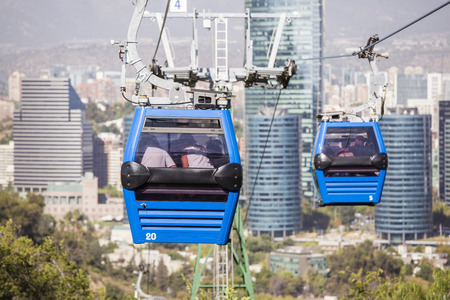 Cable car in Santiago of Chile. Cerro San Cristobalの写真素材