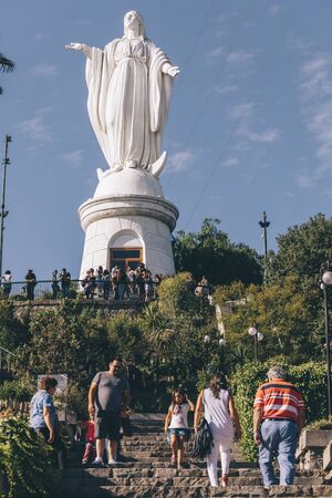 Santiago, Chile - February 9, 2017: Virgin Statue od "Inmaculada Concepcion" in Cerro San Cristobal, Santiago de chileのeditorial素材