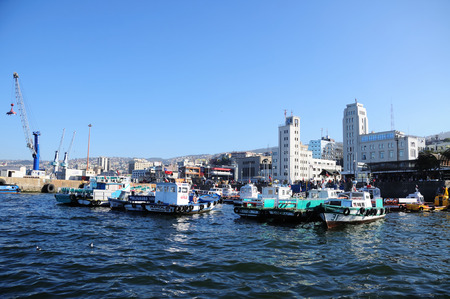 Valparaiso, Chile - January 13, 2009: Tourist ship on the port of Valparaiso, these ships are a half-hour ride on the bay of Valparaiso for a price of approximately US$ 3のeditorial素材