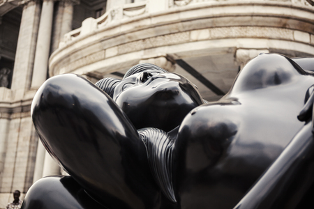 Mexico City, Mexico - June 7, 2012: Fernando Botero statue outside Palacio de Bellas Artes, Mexico City.のeditorial素材