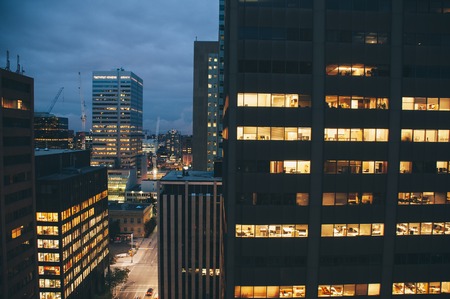 Calgary Downtown at Night, Canadaの写真素材