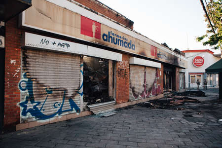 QUILPU? ?, CHILE - OCTOBER 20, 2019 - Pharmacy is looted during the protests of the