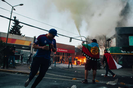 QUILPUE, CHILE - OCTOBER 20, 2019 - Barricades during protests of the