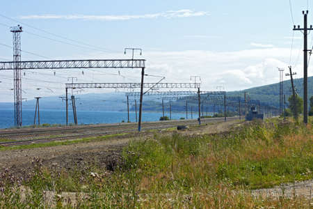Railway along Lake Baikalの写真素材