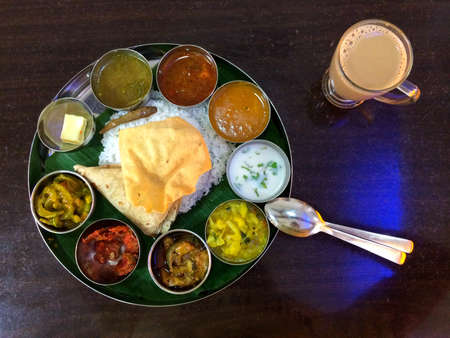 Thali. Traditional Indian and Nepalese mealの写真素材