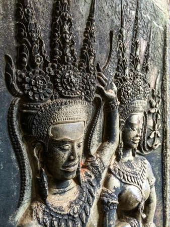Bas-relief at the Angkor Wat. Siem Reap, Cambodia.の写真素材