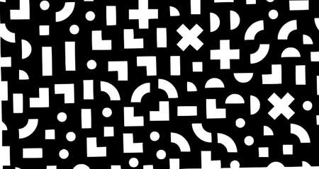 seamless abstract geometric pattern in retro background pattern, retro, seamless, memphis, style80s, black, abstract, geometric, texture, wallpaperの写真素材