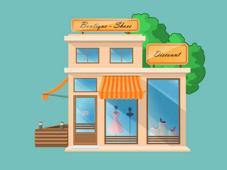 Boutique and Shoe Storeのイラスト素材