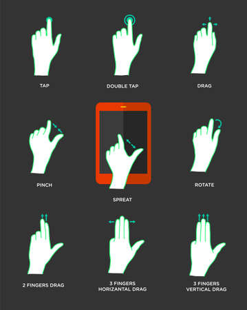 Gesture icons for touch devicesのイラスト素材
