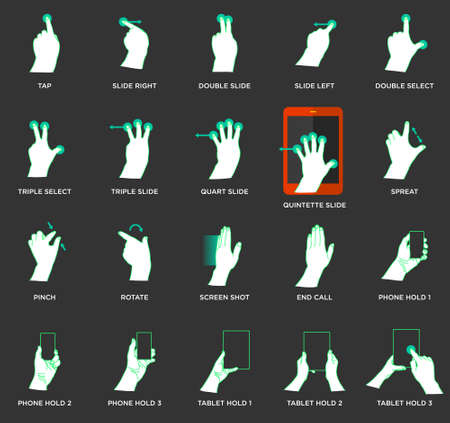 Gesture icons for touch devicesのイラスト素材