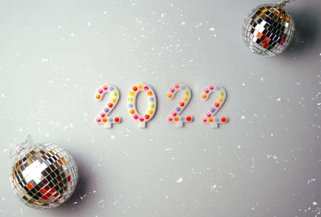 Colorful red 2022 figures. New Years Eve concept.の写真素材