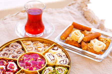 Turkish delight. Oriental lokum and muska pestili.の写真素材