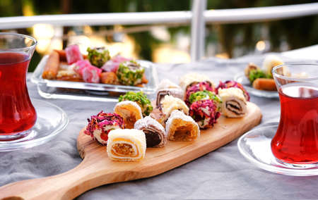 Turkish delight. Oriental lokum and muska pestili.の写真素材