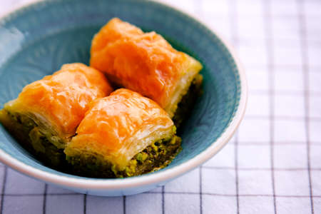 Traditional middle eastern, Turkish and Arabic sweet desert made of filo pastry and nuts
