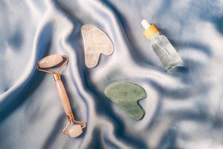 Natural stone gua sha tools for facial acupuncture massageの写真素材