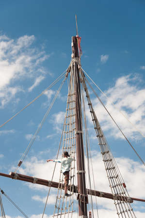 Mast of the replica of a Columbus's shipの写真素材