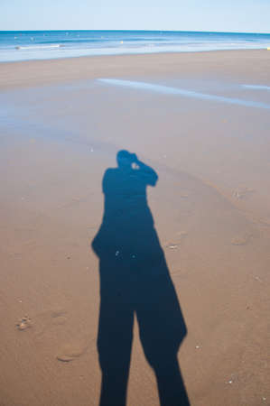 shadow of Person on the beachの写真素材