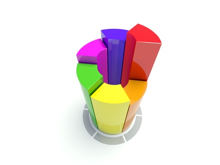 3D color circular diagram on whiteの写真素材