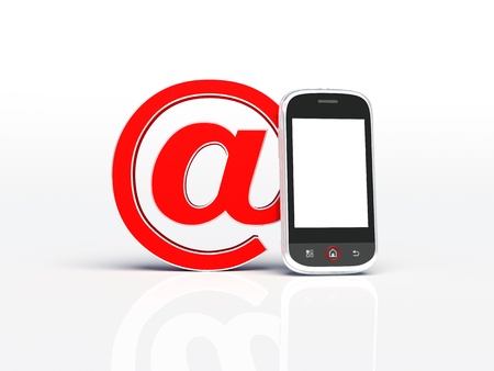 mobile phone and email sign. 3d renderの写真素材