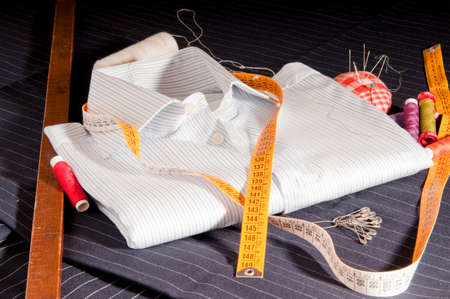 View of a shirt custom made by a tailor in his shop
