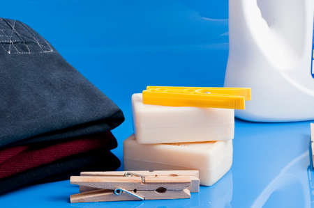 clothes and laundry soapの写真素材