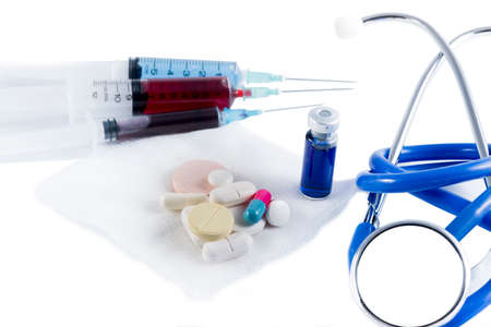 preparation of a sting and dosage of certain drugs in pills.の写真素材