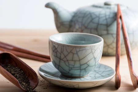 traditional cup of tea with accessoriesの写真素材