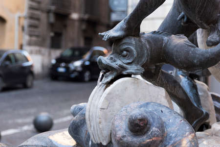 detail of the famous Turtle Fountain, built in 1581 by Mattei.の写真素材