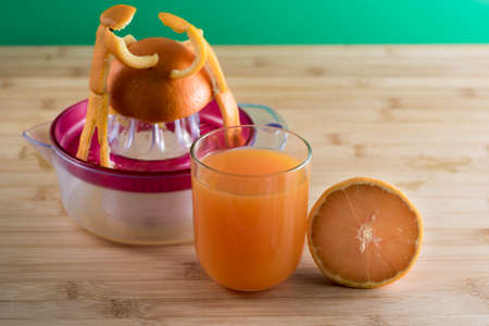 men made with the peels of orange.の写真素材