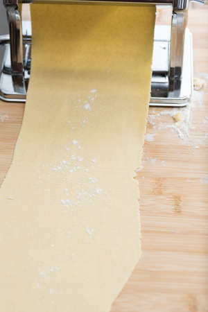 Metal machine to make the dough and fresh pasta for lasagna.の写真素材