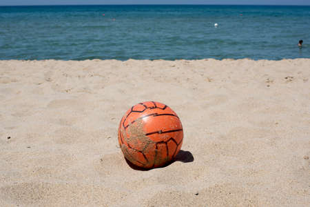 soccer ball or volleyball to play on the beach in summerの写真素材