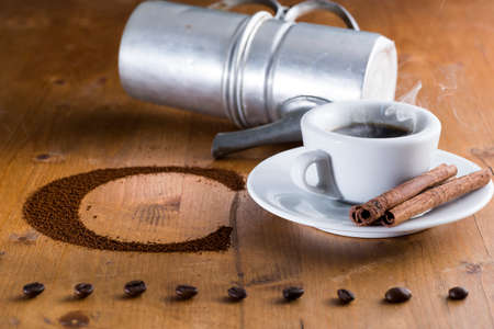 white cup with old Neapolitan coffee