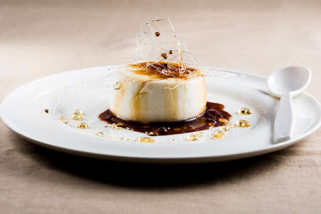 closeup of a delicious Creme caramel with caramel toppingの写真素材