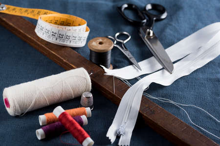 view of a tailored suit from a tailor in his studioの写真素材