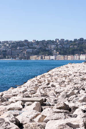 Panorama of Naples and the sea in a beautiful sunny day, Italy, Campania
