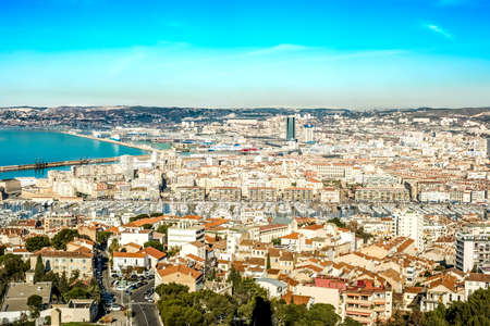 beautiful panoramic view of the city of Marseille harbor, Franceのeditorial素材