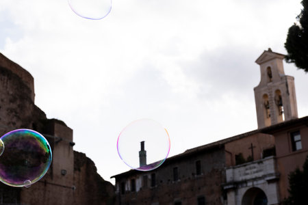 beautiful soap bubbles in the center of Rome