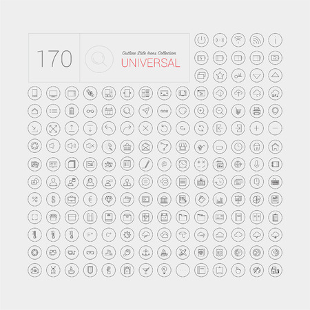 170 Set of universal modern thin line icons for web and mobileのイラスト素材