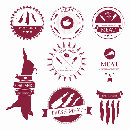 Set of meat shop labels and design elements. Meat lables template.のイラスト素材
