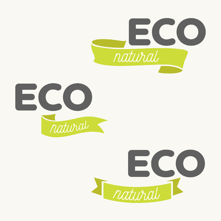 Eco icons, labels set. Organic tags. Natural product elements. Logo for vegetarian restaurant menu. Raster illustration. Low fat stamp. Natural eco product. Eco product.のイラスト素材