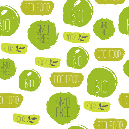 Healthy food iseamles pattern. Organic texture. Natural eco product pattern elements.のイラスト素材