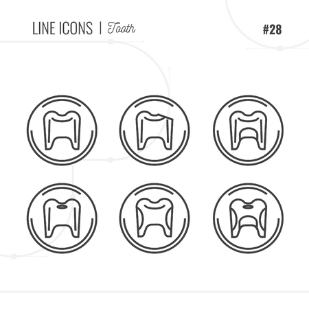 Line Icon of Dental, Tooth, Isolated Object. Line icons set. のイラスト素材