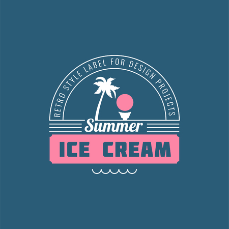 ice-cream shop label, logotypes and design element. Vintage ice cream element. Cold desserts and ice cream object. Vector element for design. Ice cream silhouetteのイラスト素材